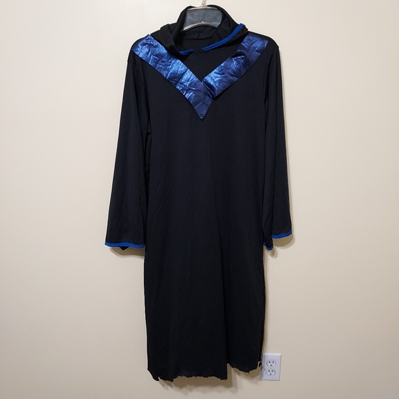 Black & Blue Adult Halloween Cosplay Costume Hooded Cloak Medium - Picture 1 of 9
